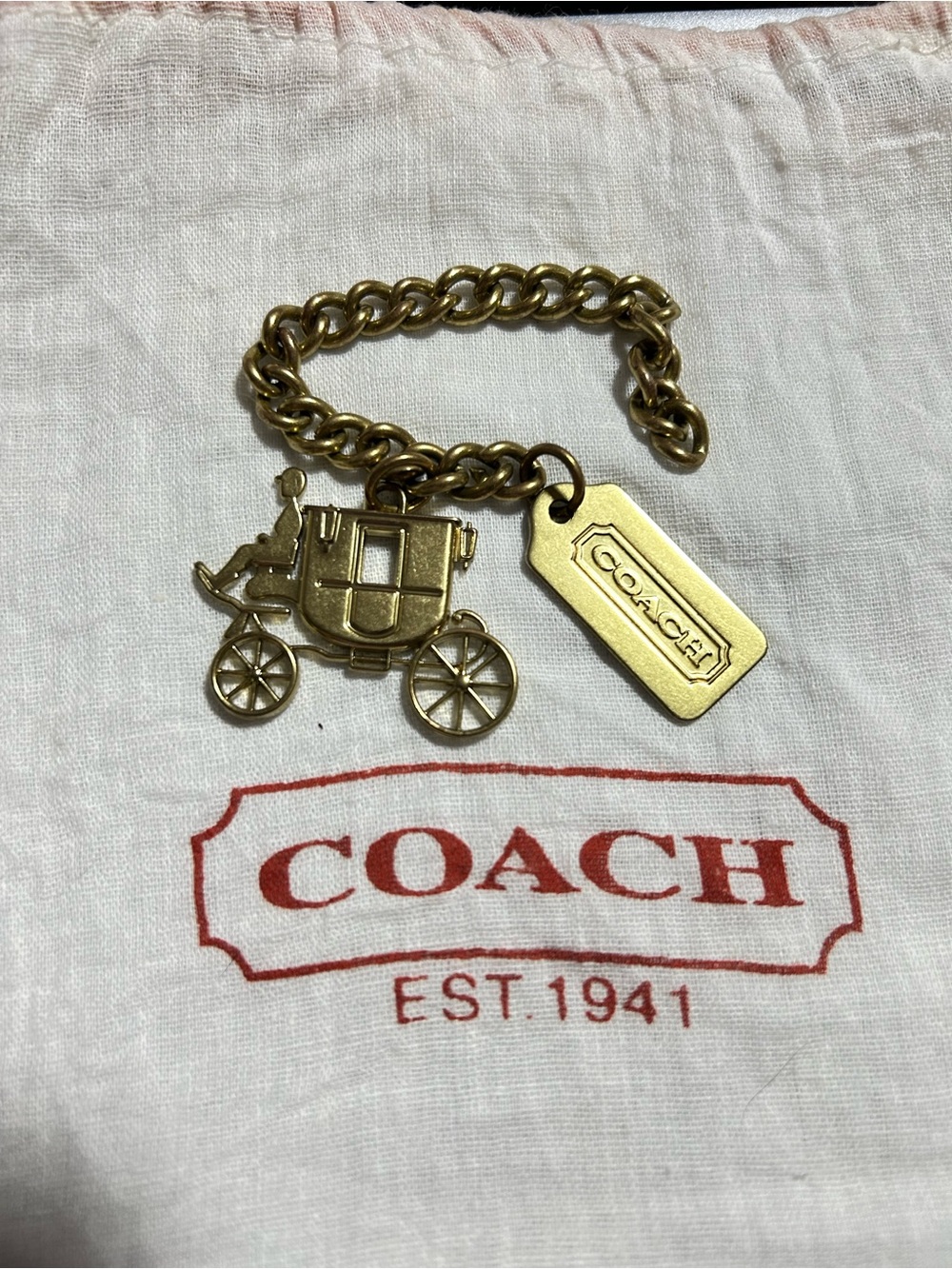 COACH Carriage Brass Hangtag Bag Charm Key , Dust bag included.